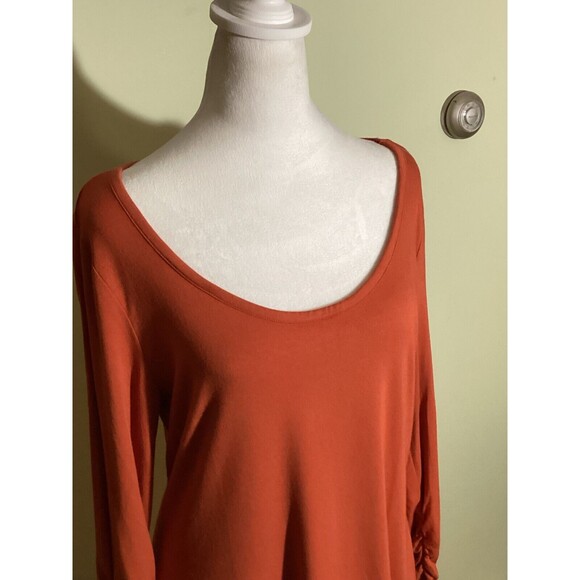 Grace Elements Womens Size M Rust Stretch Boat Neck Ruched Long Sleeve Tunic Top - Picture 2 of 9